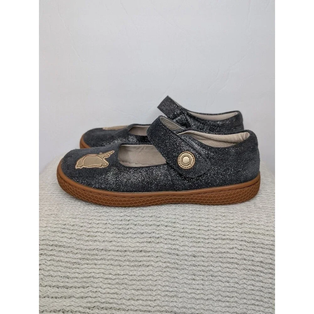 Livie & Luca Toddler Girls' Grey Glitter Mary Janes with Gold Butterfly